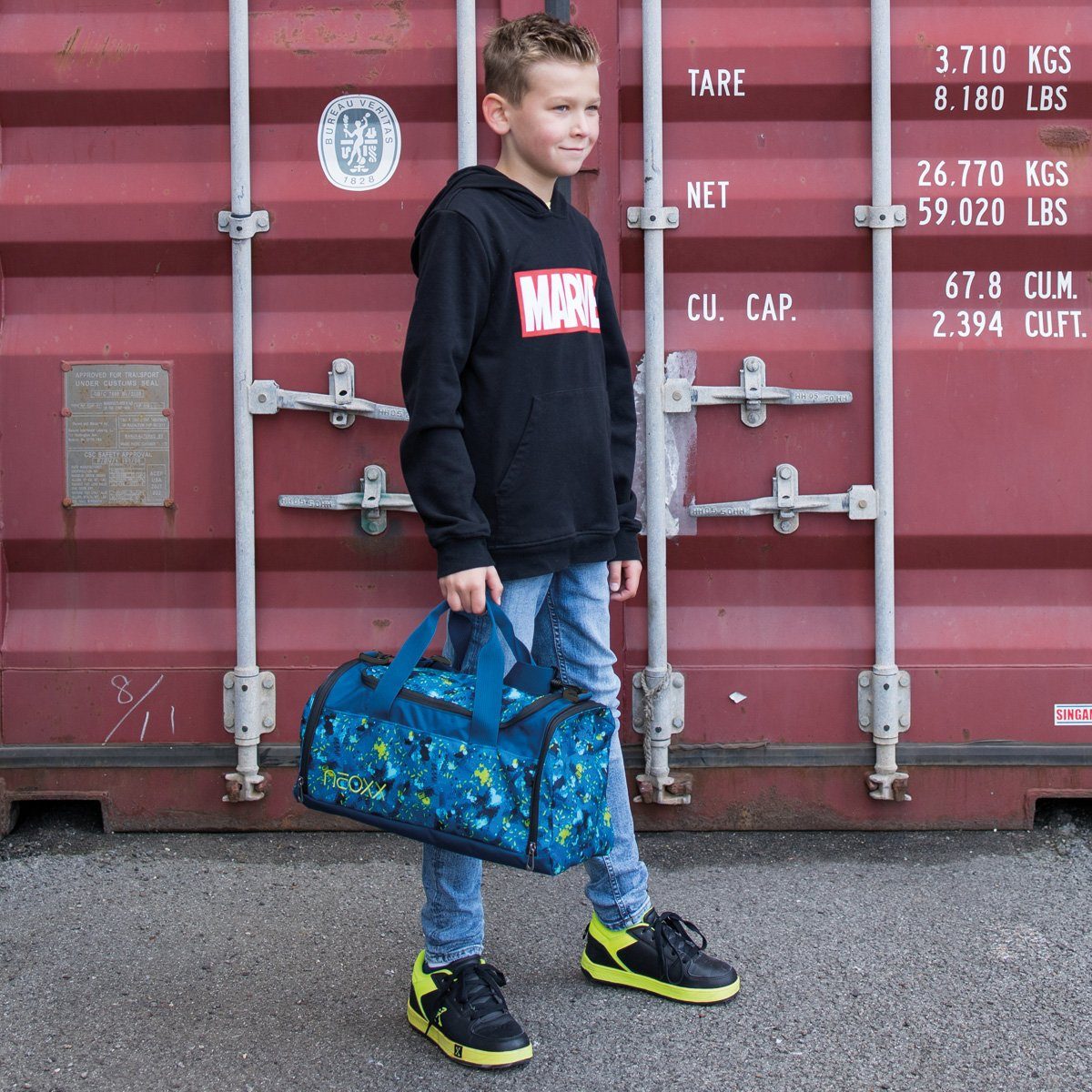 neoxx Sporttasche Champ, Petrol Extrem, aus recycelten PET-Flaschen