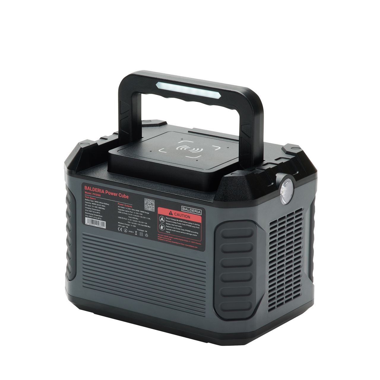BALDERIA Power Set PS500-120: Solar-Generator, Kraftwerk, Tragbare Powerstation 400Wh   Solarpanel 120W