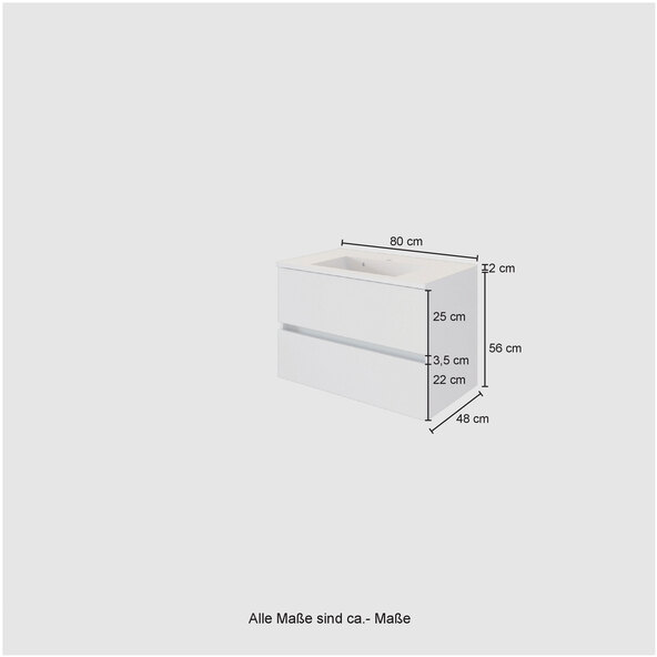 Waschtisch Lincoln, 80 cm, matt grau/wotaneiche