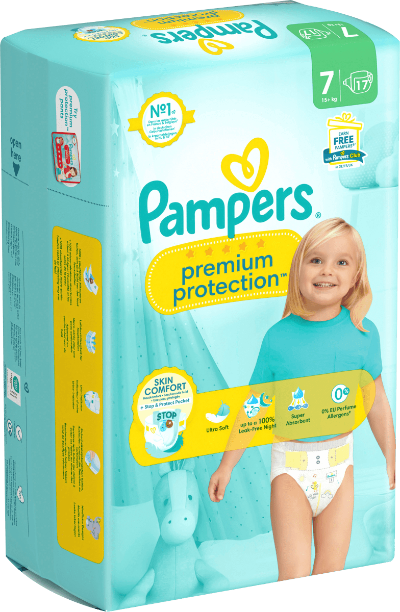 Windeln Premium Protection Gr.7 Extra Large (15+kg), Single Pack, 17 St