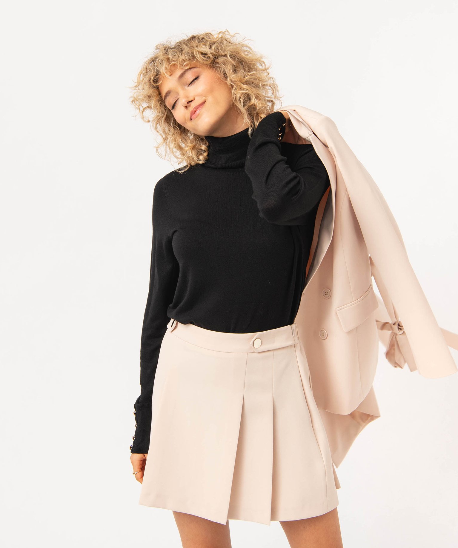Pull à col roulé en maille fine femme noir | GEMO