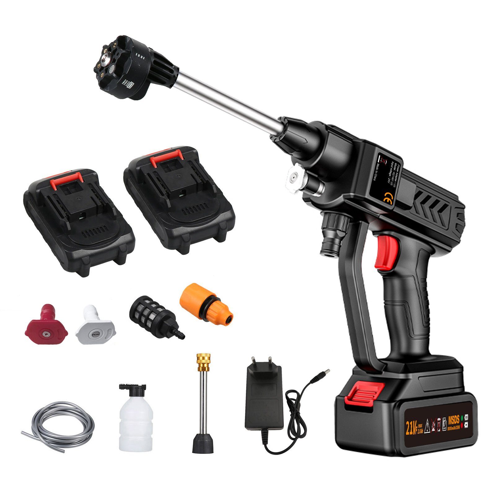 Tidyard Akku-Hochdruckreiniger 60 Bar Hochdruckreiniget mit Akku Und Ladegerät 1500 Mah