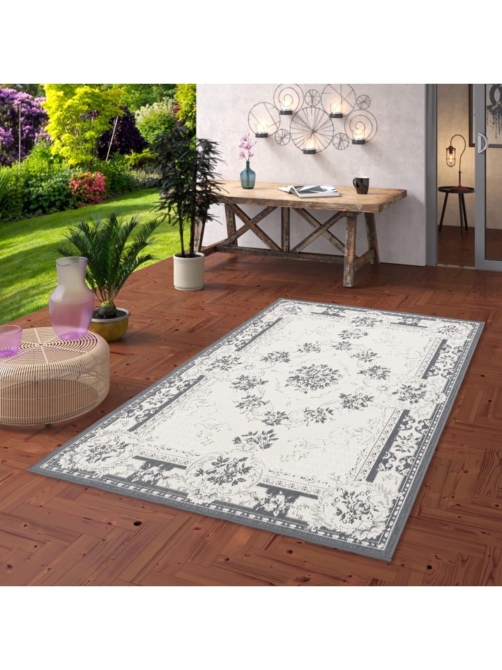 Pergamon In- und Outdoor Teppich Beidseitig Cape Cod Bordüre in Grijs günstig kaufen