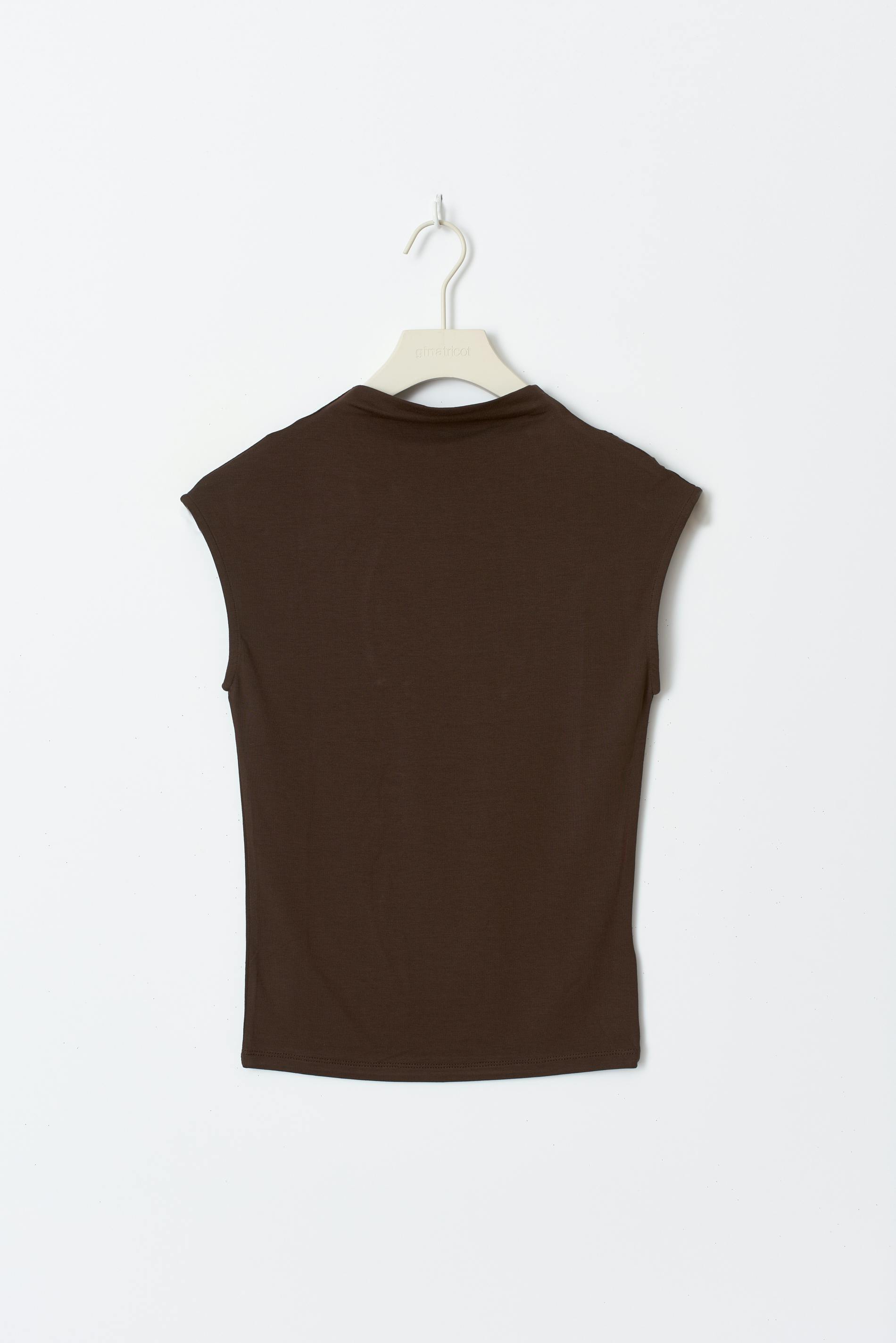 Soft touch funnel neck top