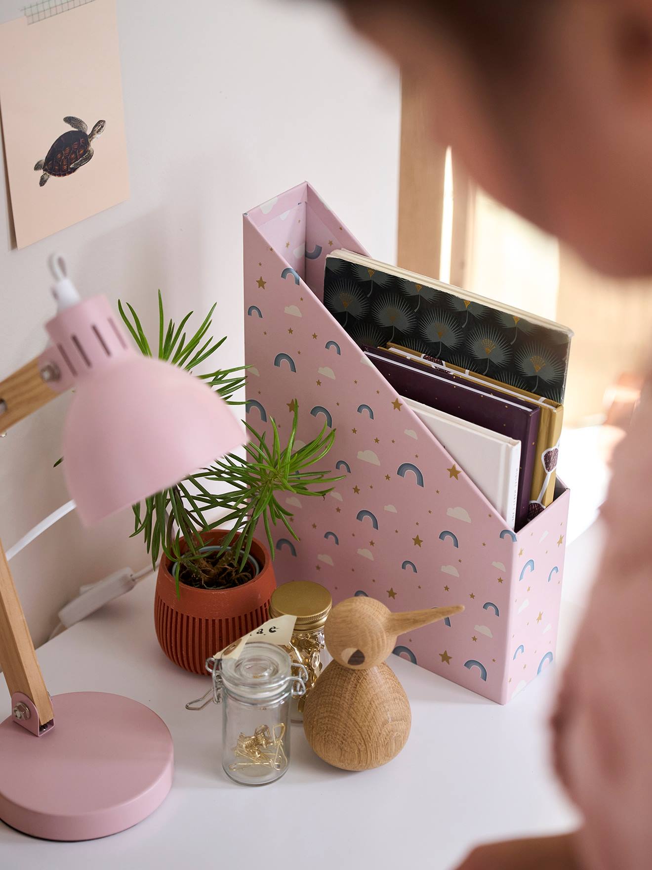 Set rangement bureau Arc-en-ciel rose