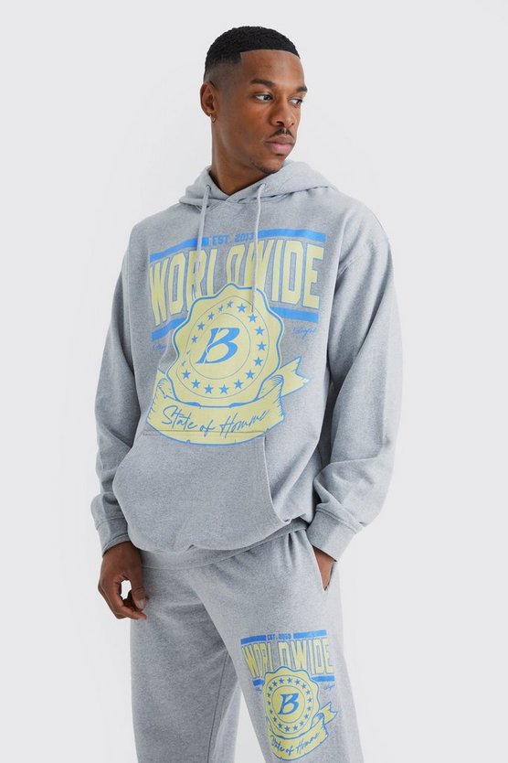 Oversize Trainingsanzug mit Worldwide-Print und Kapuze