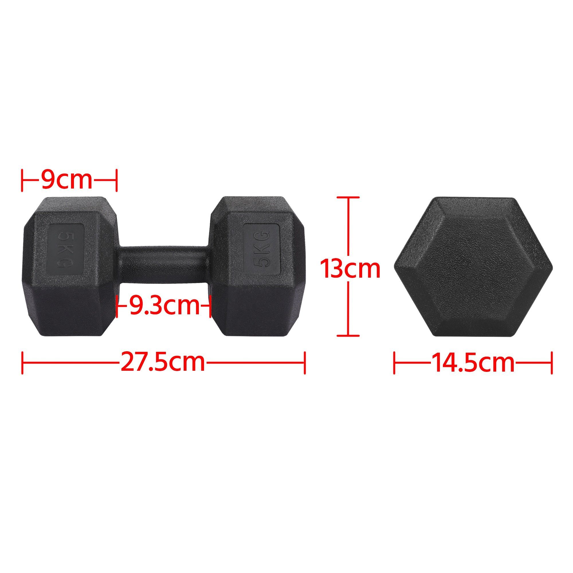 Yaheetech Hantel-Set, 2 Stück 5Kg Kurzhanteln aus Gusseisen