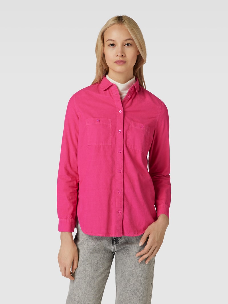 Hemdbluse in Cord-Optik mit Brusttaschen in fuchsia