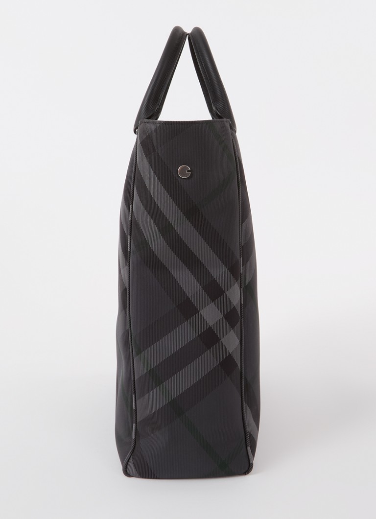 Torebka Burberry Grid z nadrukiem w kratkę i detalami ze skóry cielęcej.