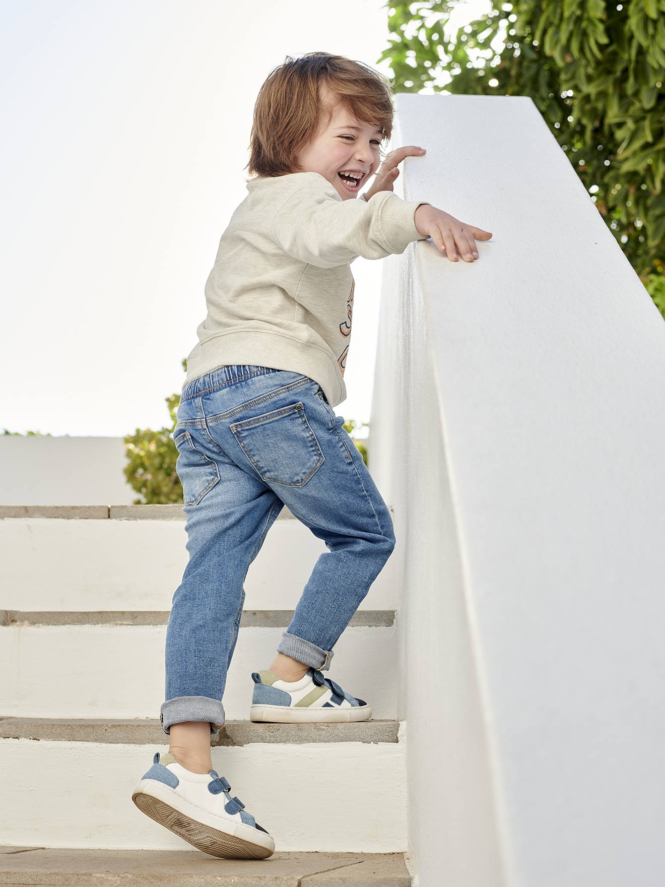 Vertbaudet Jungen Slim-Jeans mit Dehnbund BASIC - blue stone
