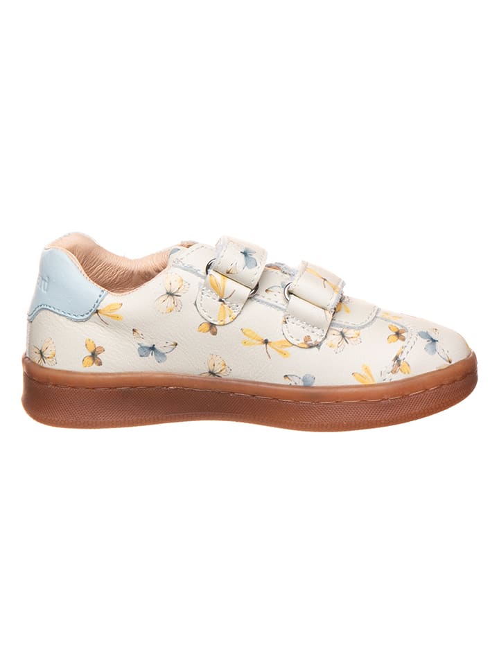 bisgaard Leder-Sneakers in Beige/ Hellblau günstig kaufen