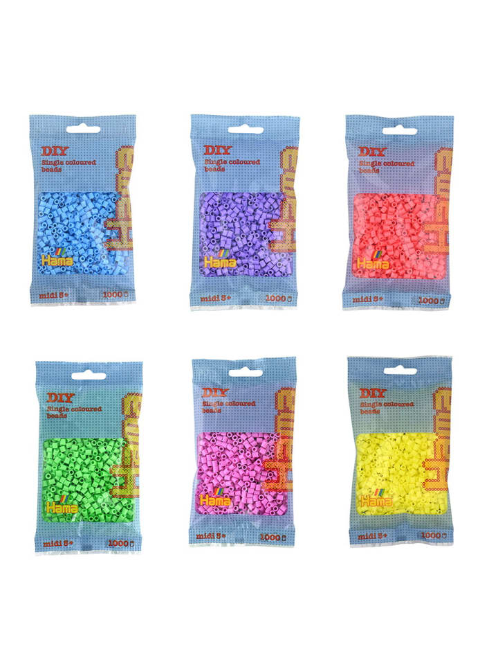Hama 6tlg. Set: Midi-Bügelperlen-Set Pastell in bunt günstig kaufen onesize
