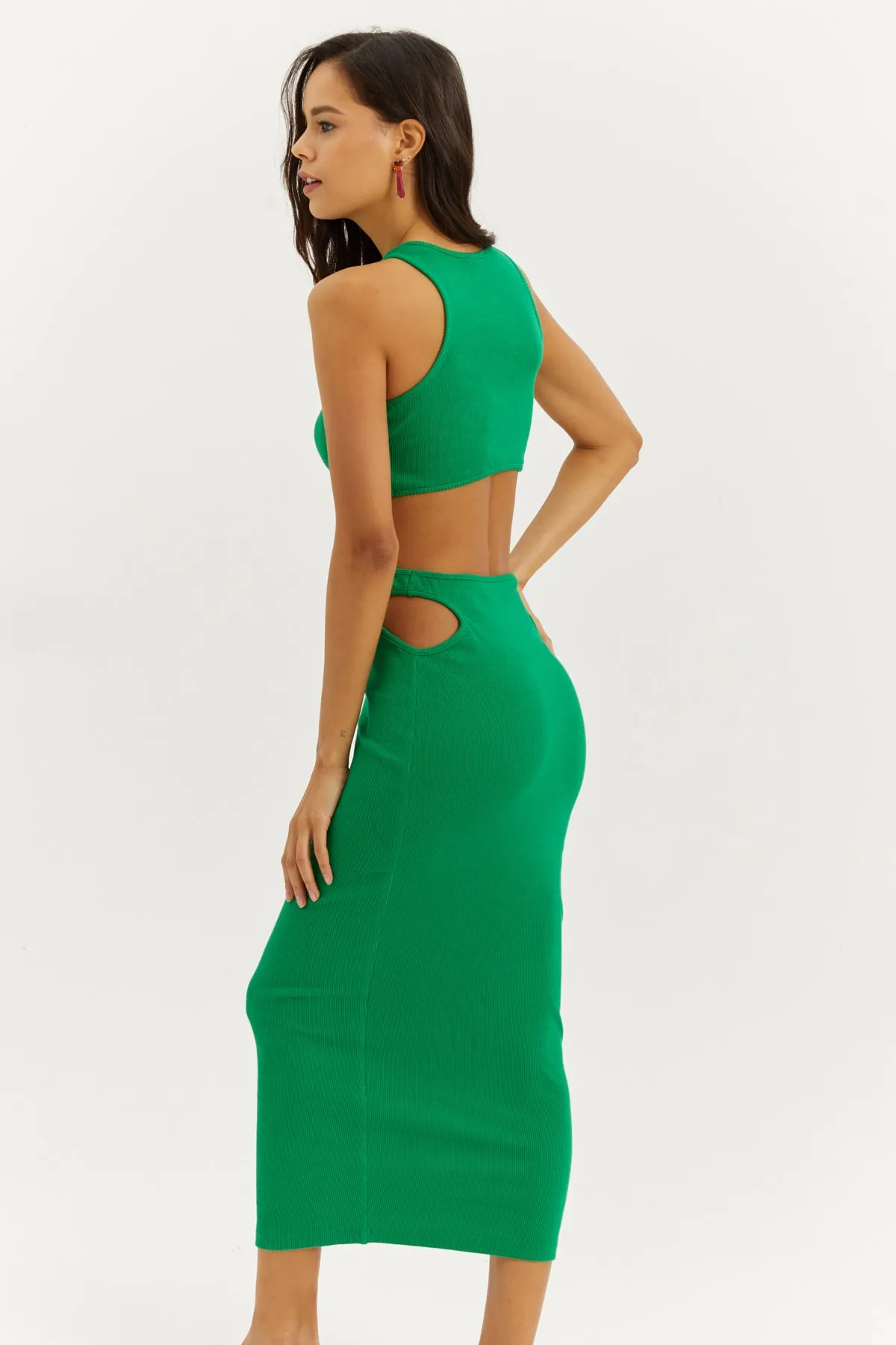 Cool & Sexy  Grünes rückenfreies Maxikleid für Damen B1818