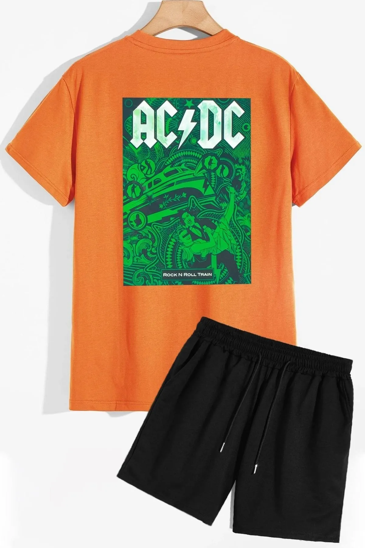 trendypassion  Acdc Shorts T-Shirt-Trainingsanzug-Set