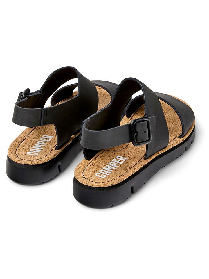 Camper Leder-Sandalen in Schwarz günstig kaufen