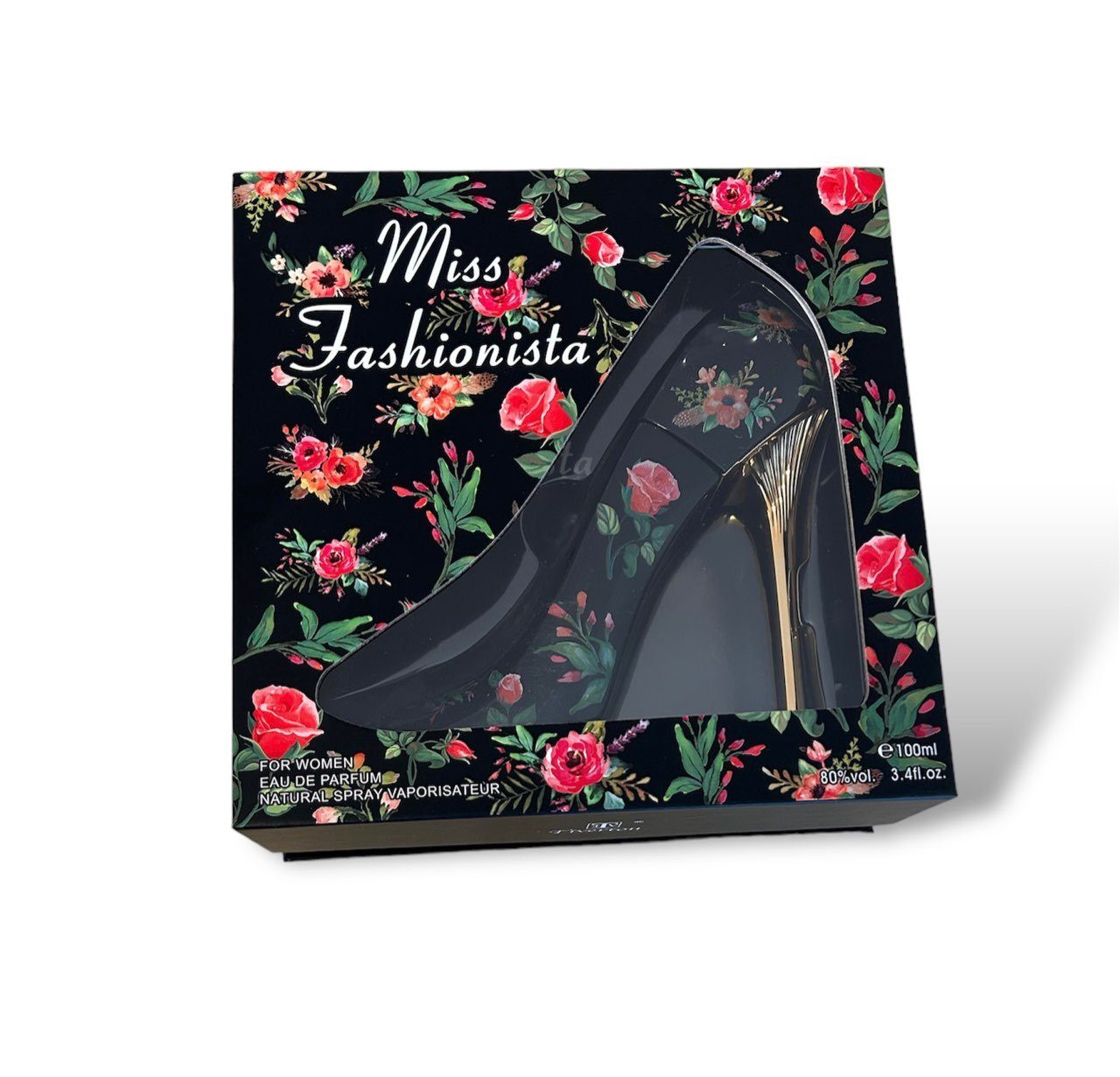 Tiverton Eau de Parfum Miss Fashionista Black, 1-tlg., Stiletto-Form mit Blumenmuster