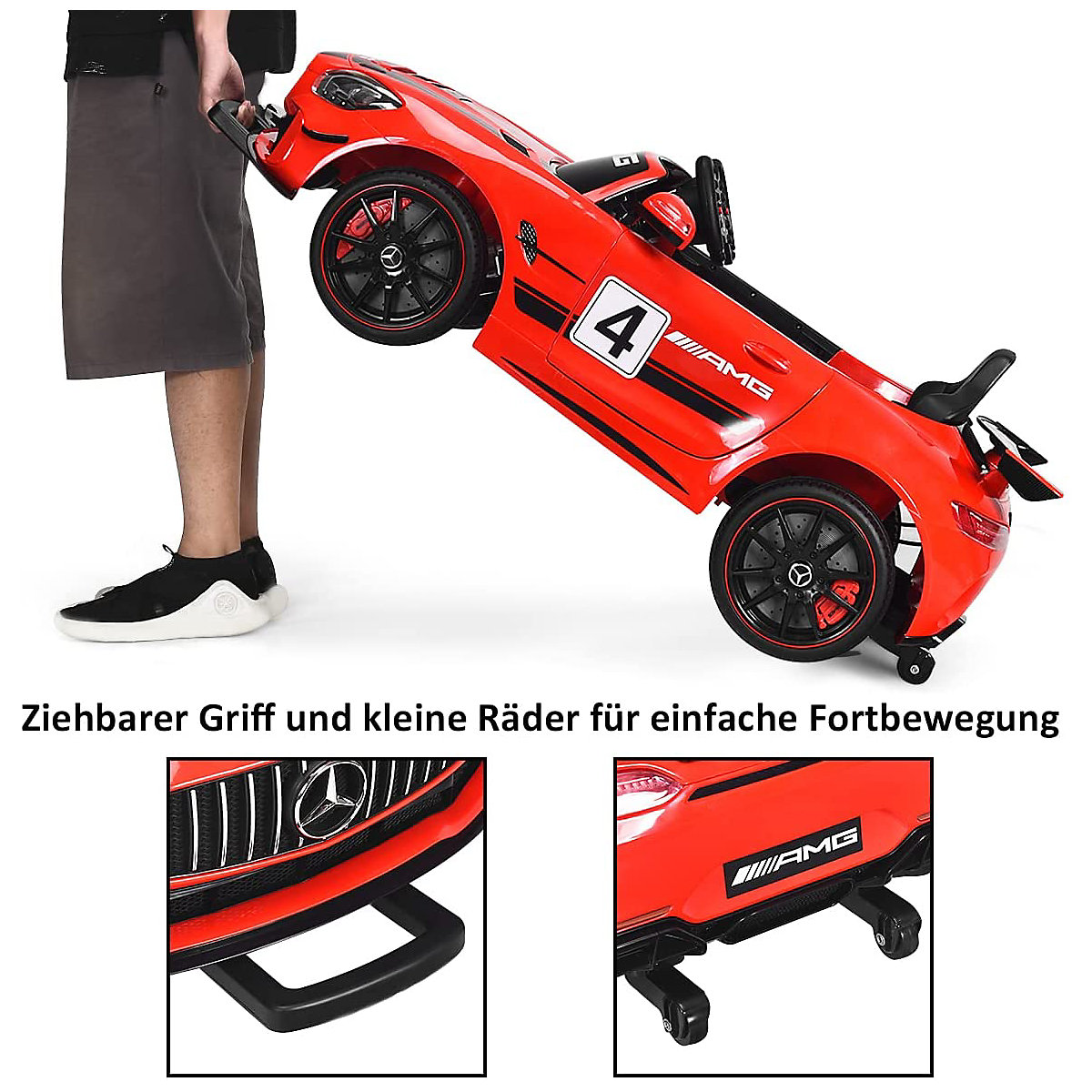Elektroauto Mercedes AMG GT4 mit Schaukelpferd-Funktion
