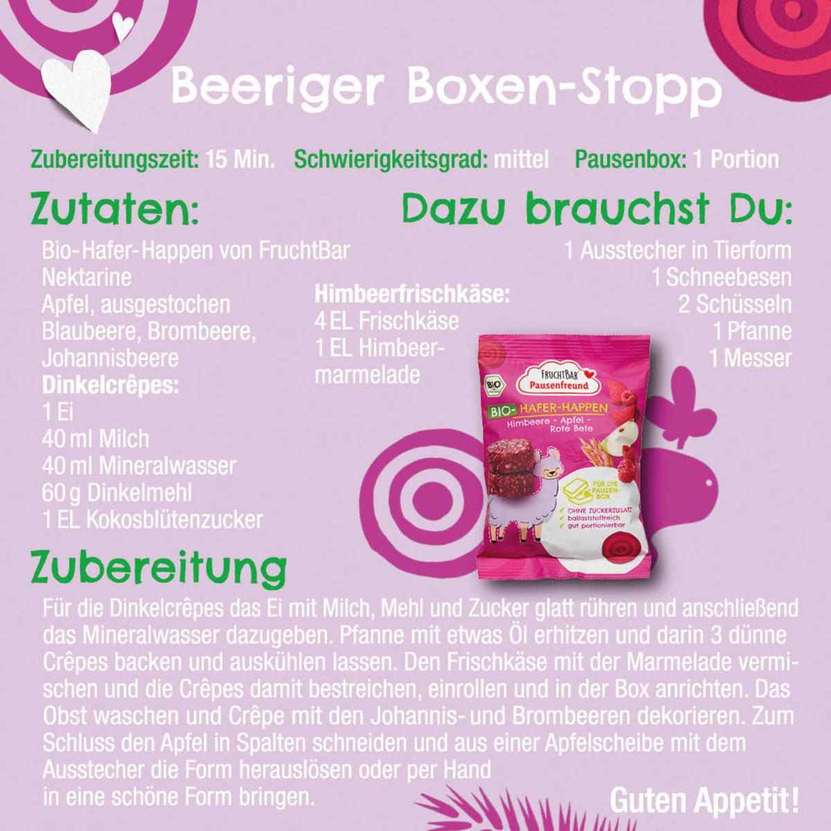 Kindersnack Pausenfreund Hafer-Happen, Himbeere, Apfel & Rote Bete ab 3 Jahren, 80 g