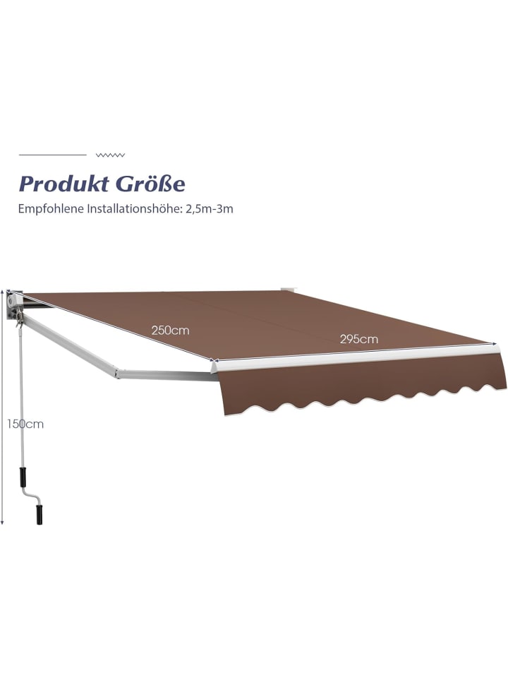 COSTWAY Gelenkarmmarkise 3x2,5m in Braun günstig kaufen onesize