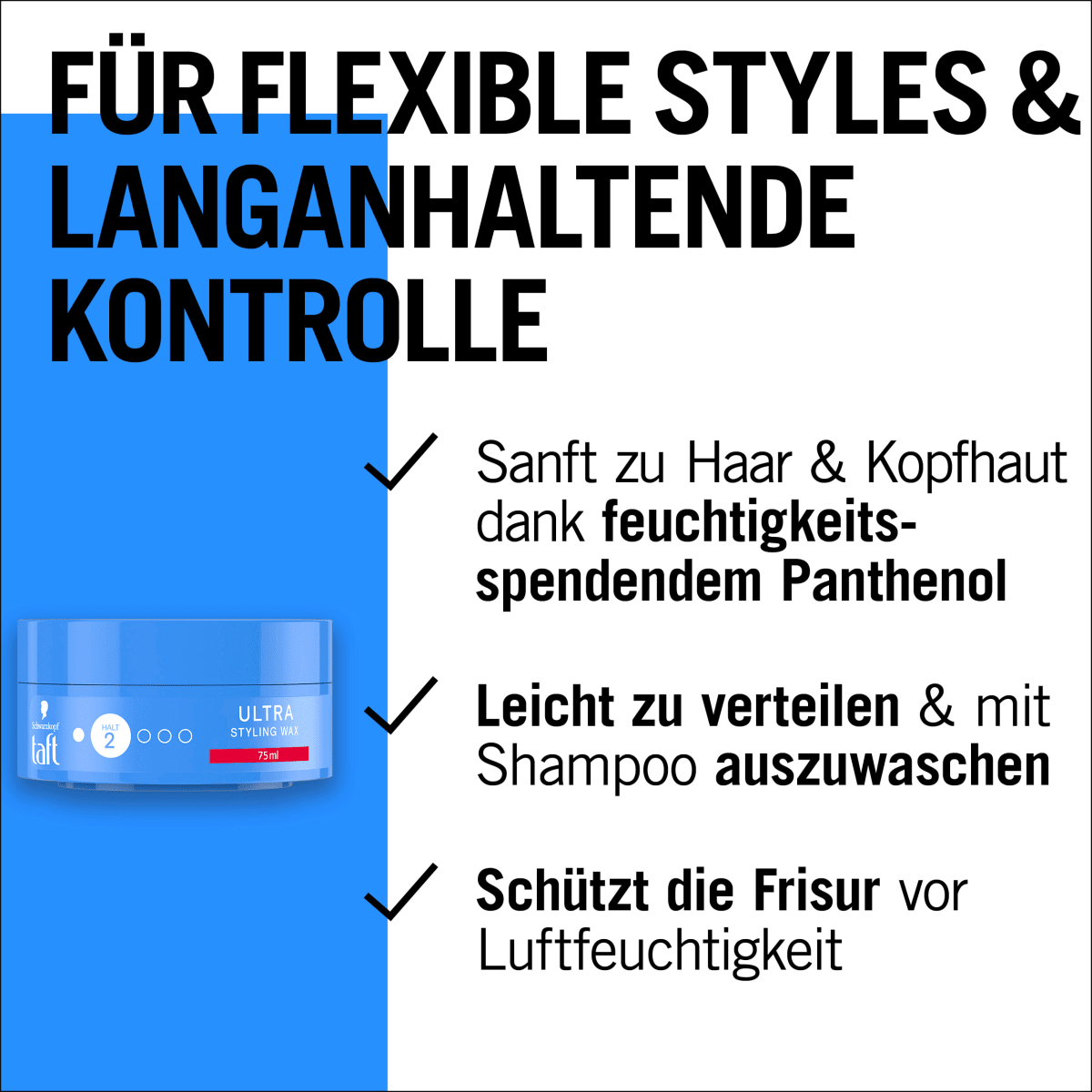 Haargel ULTRA Styling Wax Halt 2, 75 ml