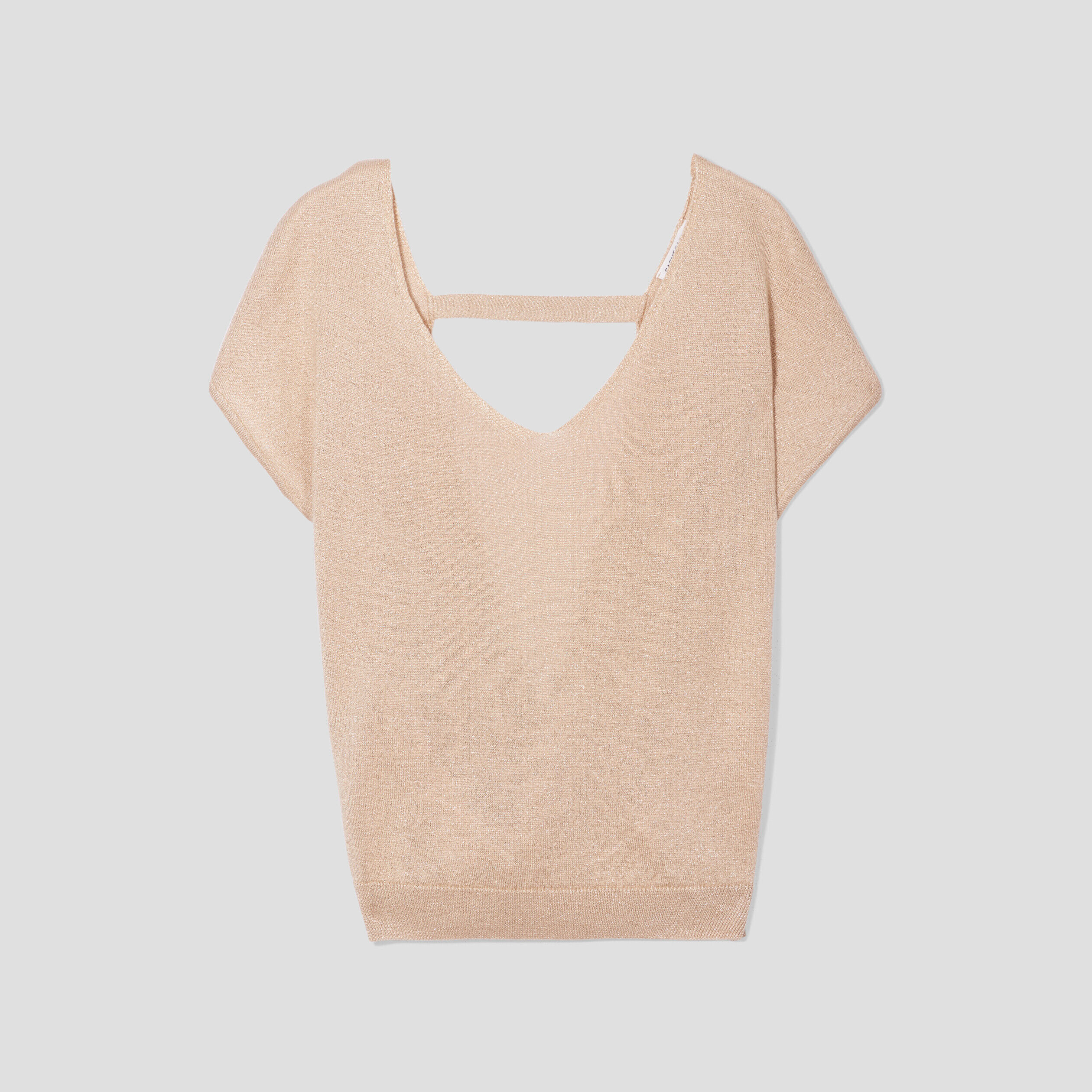 Pull col en V dos ouvert sable femme | Cache Cache