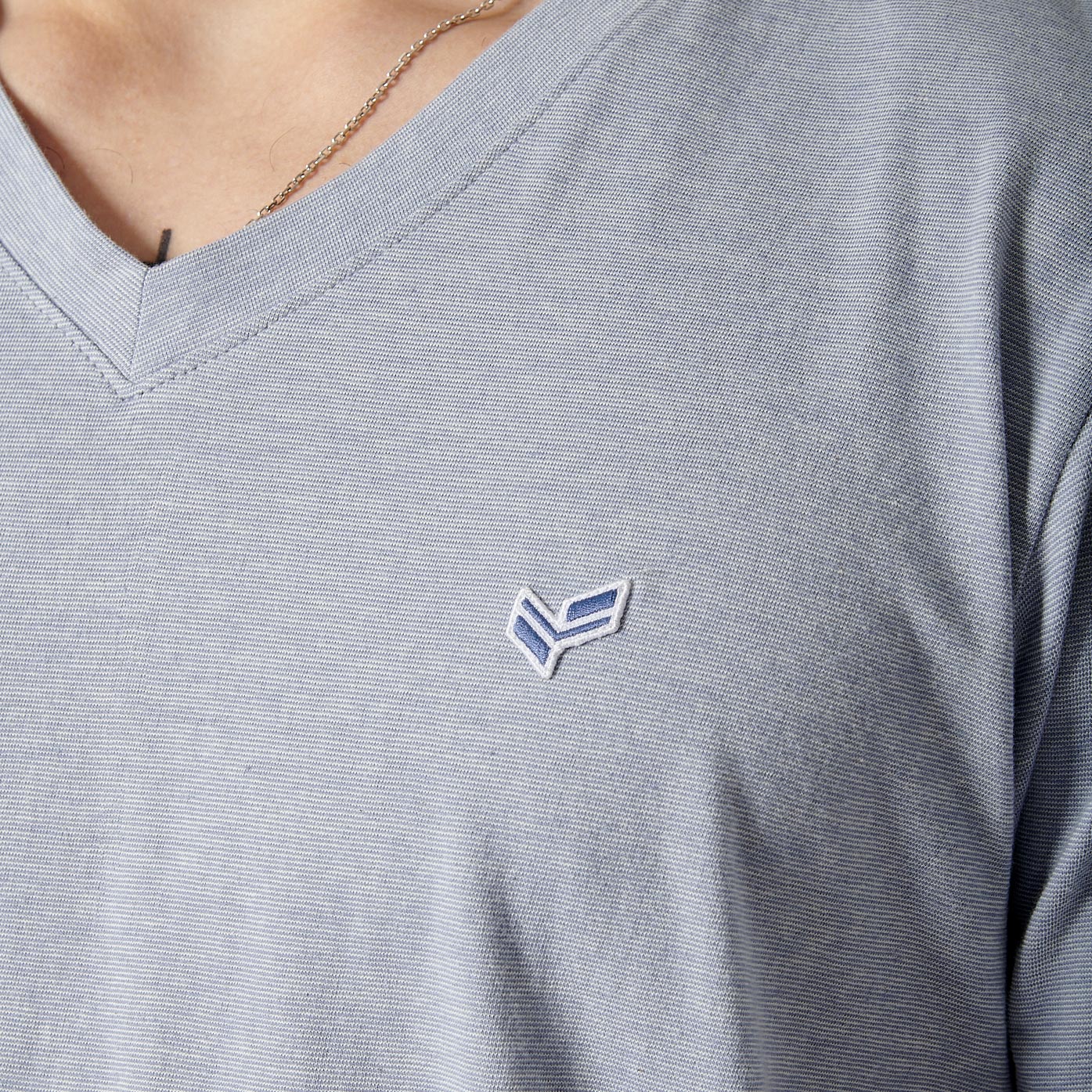 SAVE   T-shirt bleu chiné Homme en 100% coton
