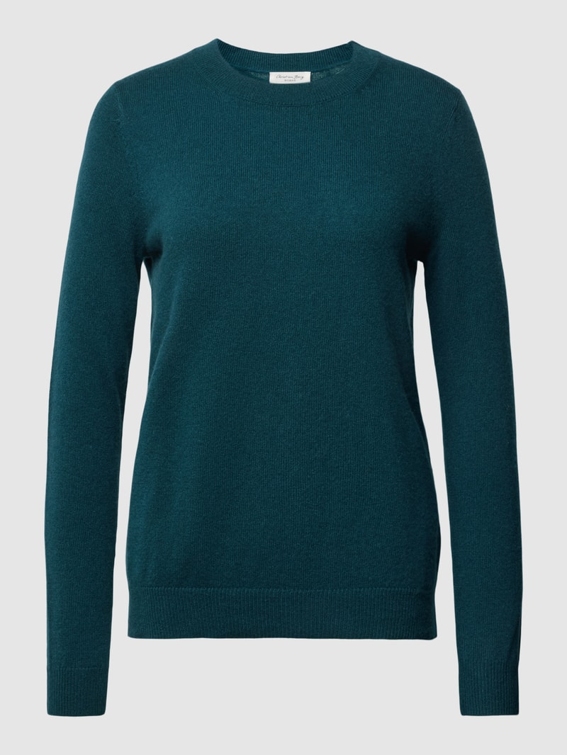 Kaschmirpullover in melierter Optik in petrol