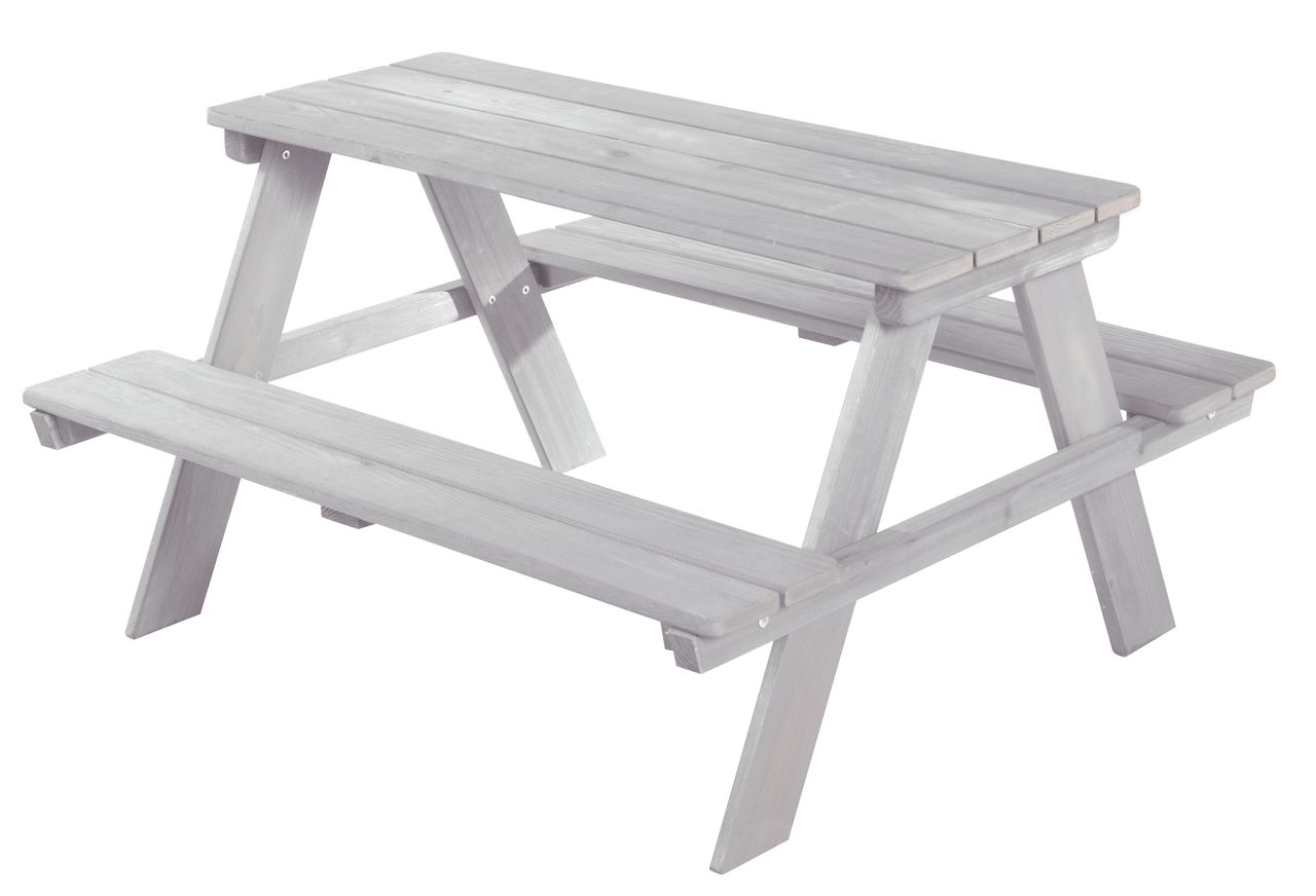 Roba Kinder Outdoor  Sitzgruppe 'Picknick for 4', wetterfeste Sitzgarnitur aus Massivholz, grau