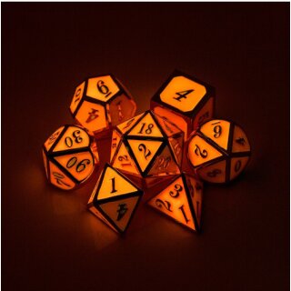 Metal & Enamel Dice Set Red Glow in the Dark (7)