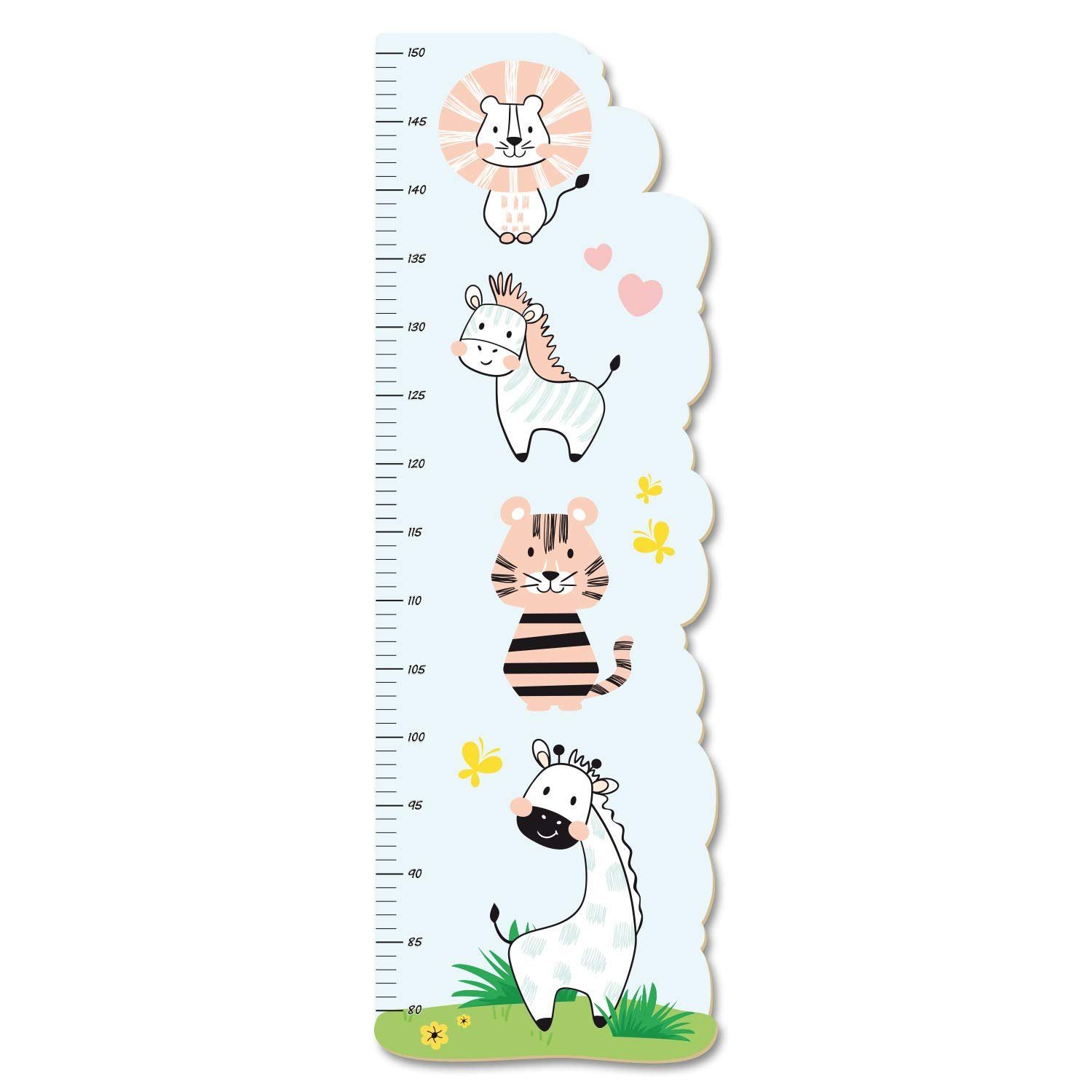 Kreative Feder Messlatte „Zootiere“ für Kinder, Messlatte fürs Kinderzimmer im Norwegian Style; Messbereich 80–150 cm