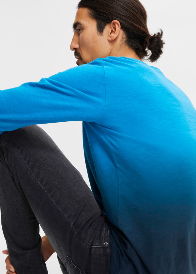 Langarmshirt mit Farbverlauf, Slim Fit