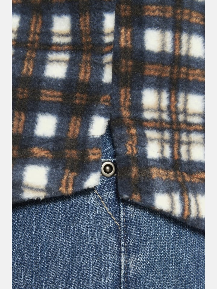 Charles Colby Fleecejacke DUKE ERINS in dunkelblau kariert günstig kaufen