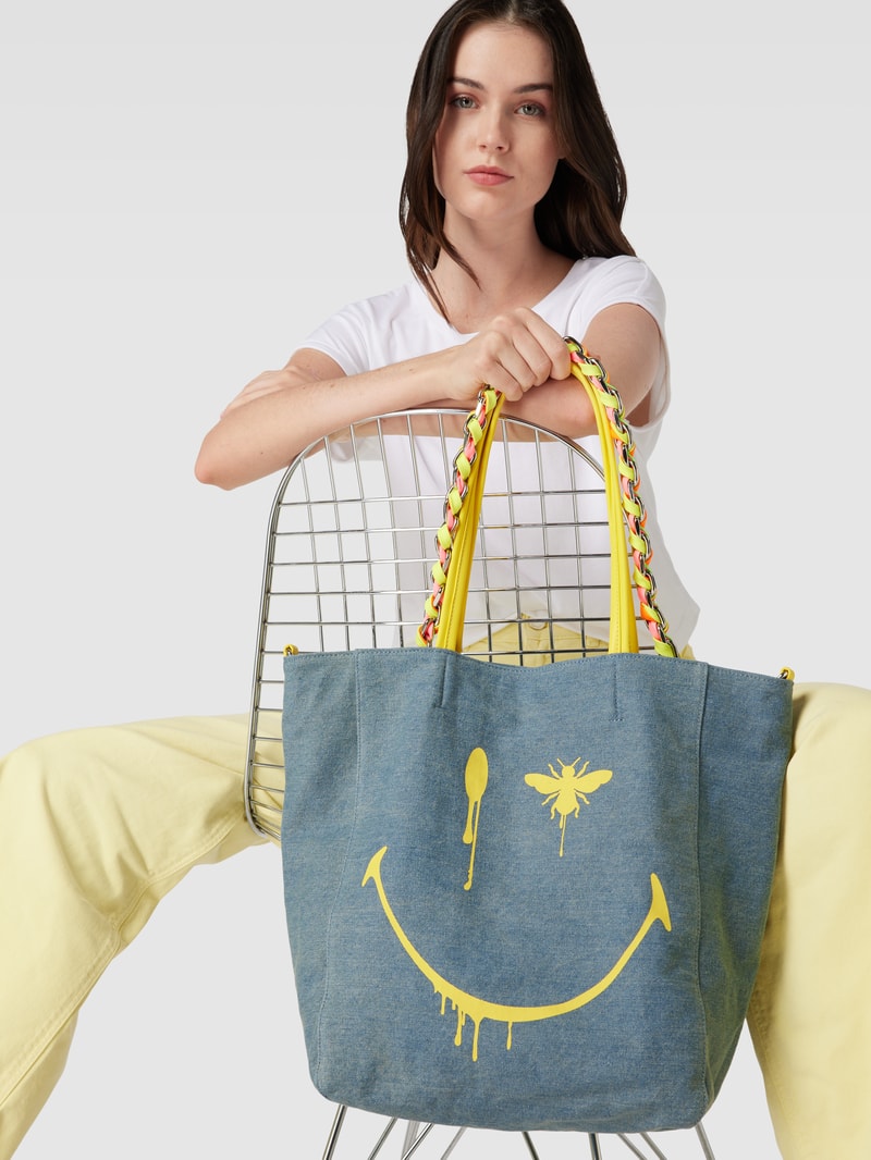 Shopper mit Motiv-Print in jeans