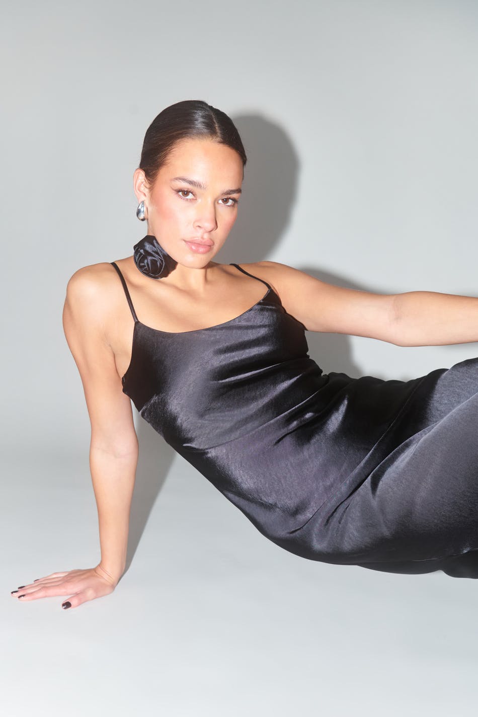 Strap satin maxi dress