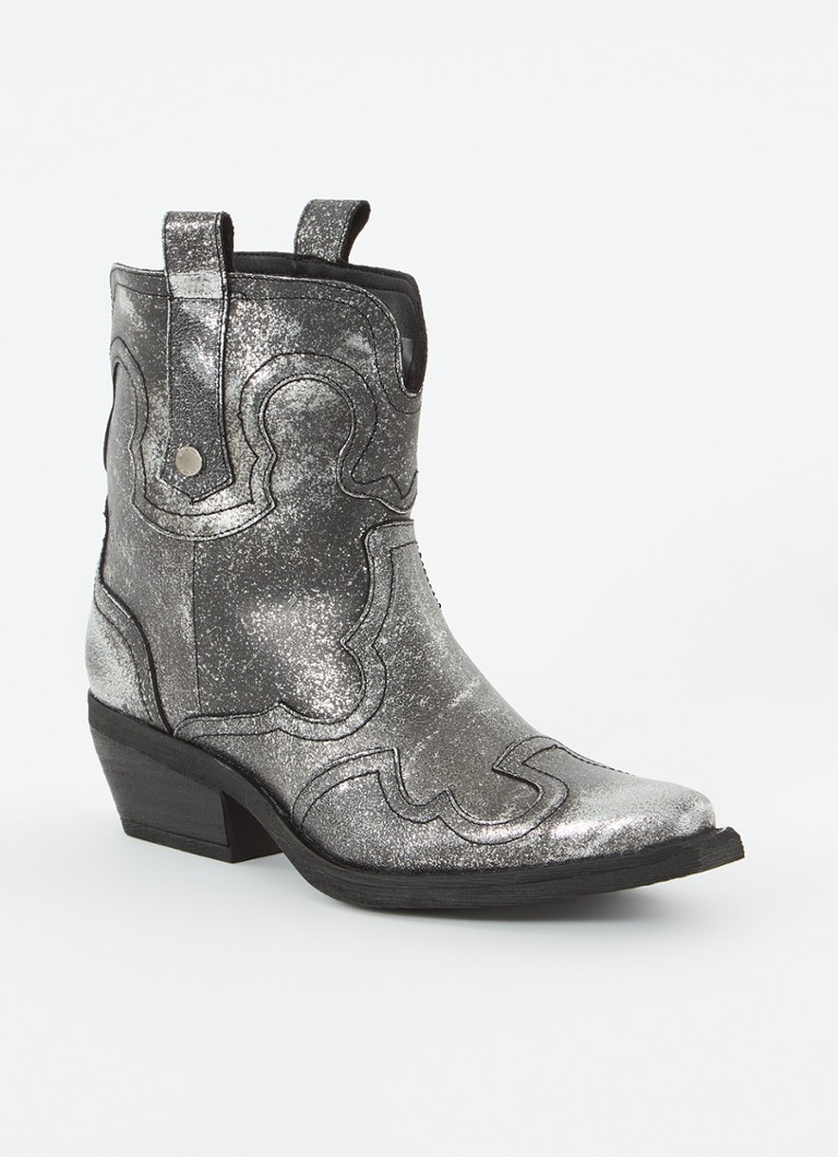 Ghete cowboy din piele Steve Madden Waynoa cu finisaj metalic