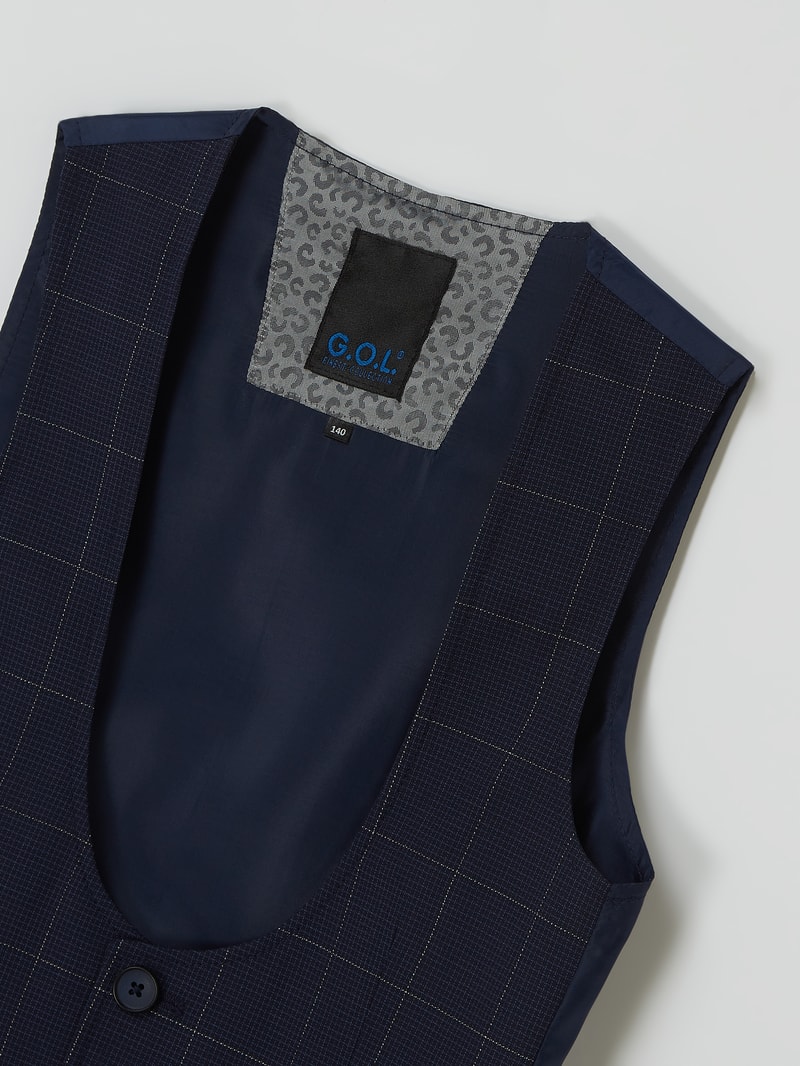 Slim Fit Weste mit Karomuster in blau