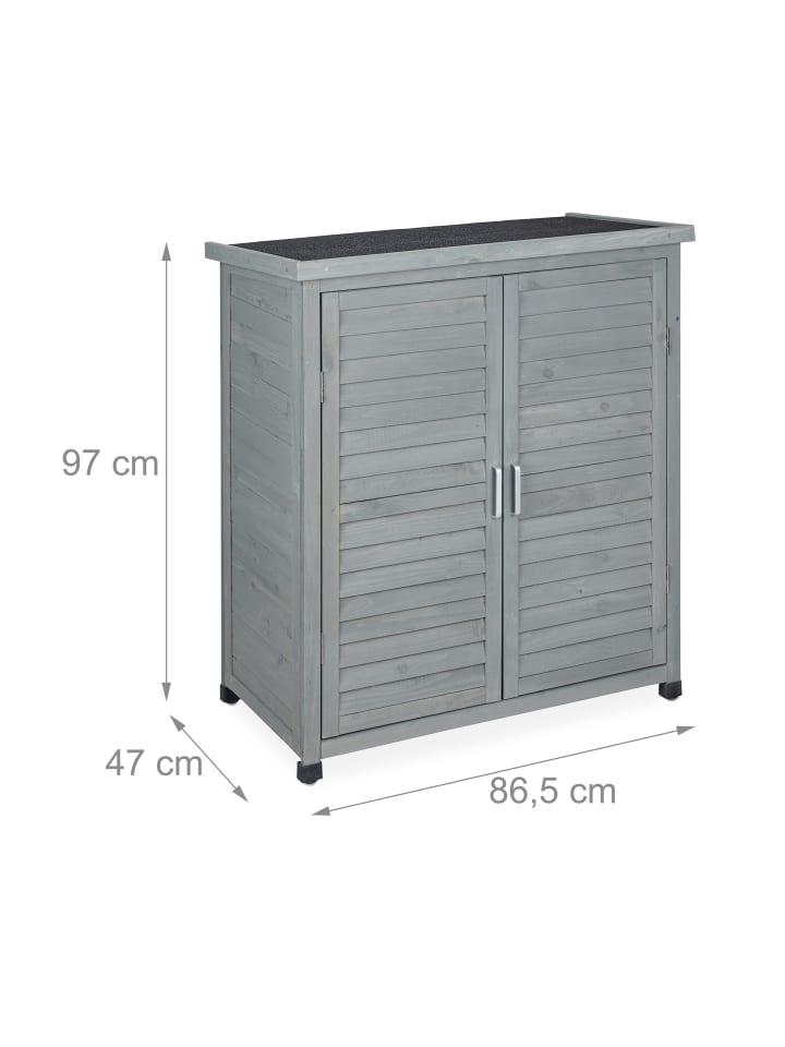 relaxdays Gartenschrank in Grau - (B)86,5 x (H)97 x (T)47 cm günstig kaufen onesize