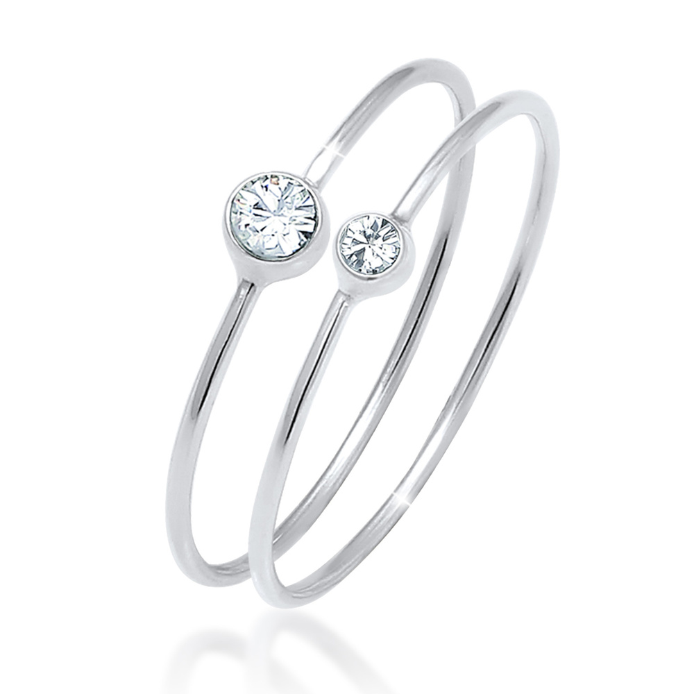 Elli Elli Bague Ensemble pour Femmes Élégant Basique avec Cristaux en Argent Sterling  Bague