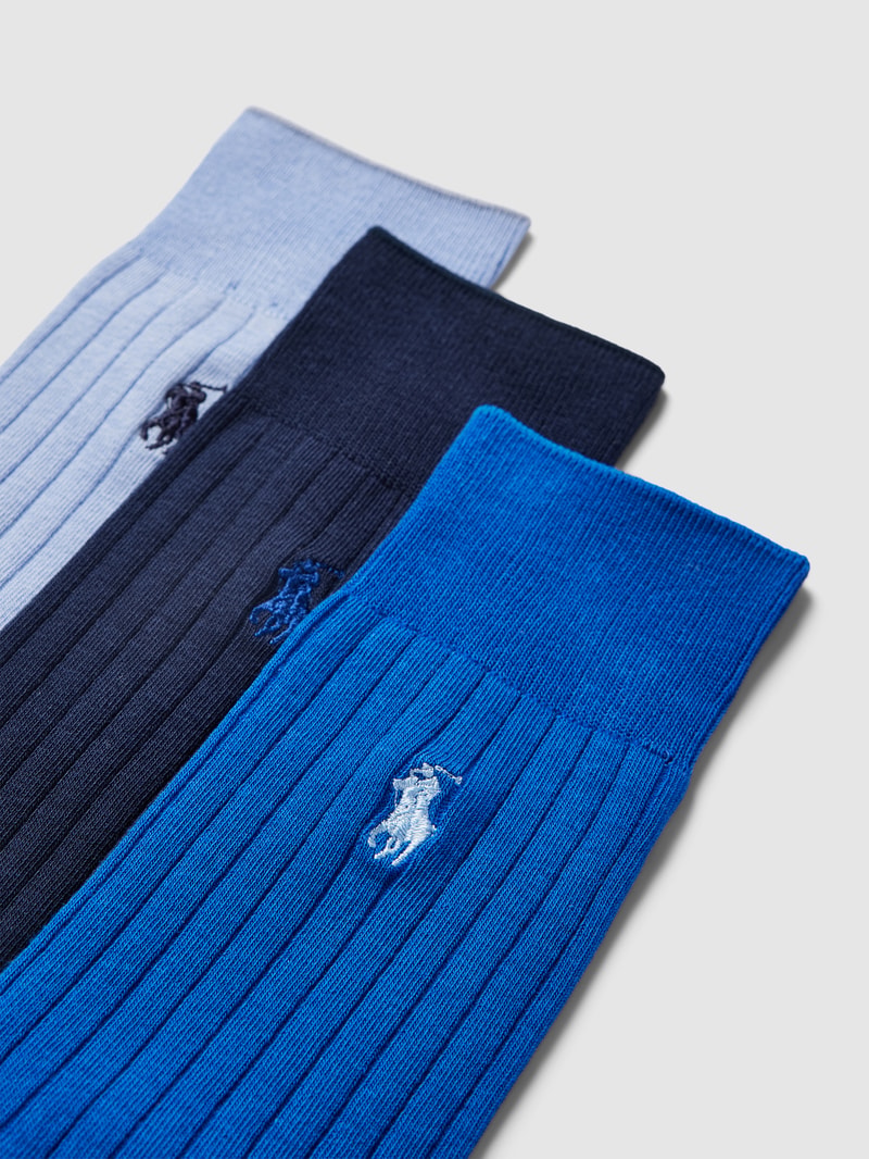 Socken mit Label-Stitching im 3er-Pack in blau