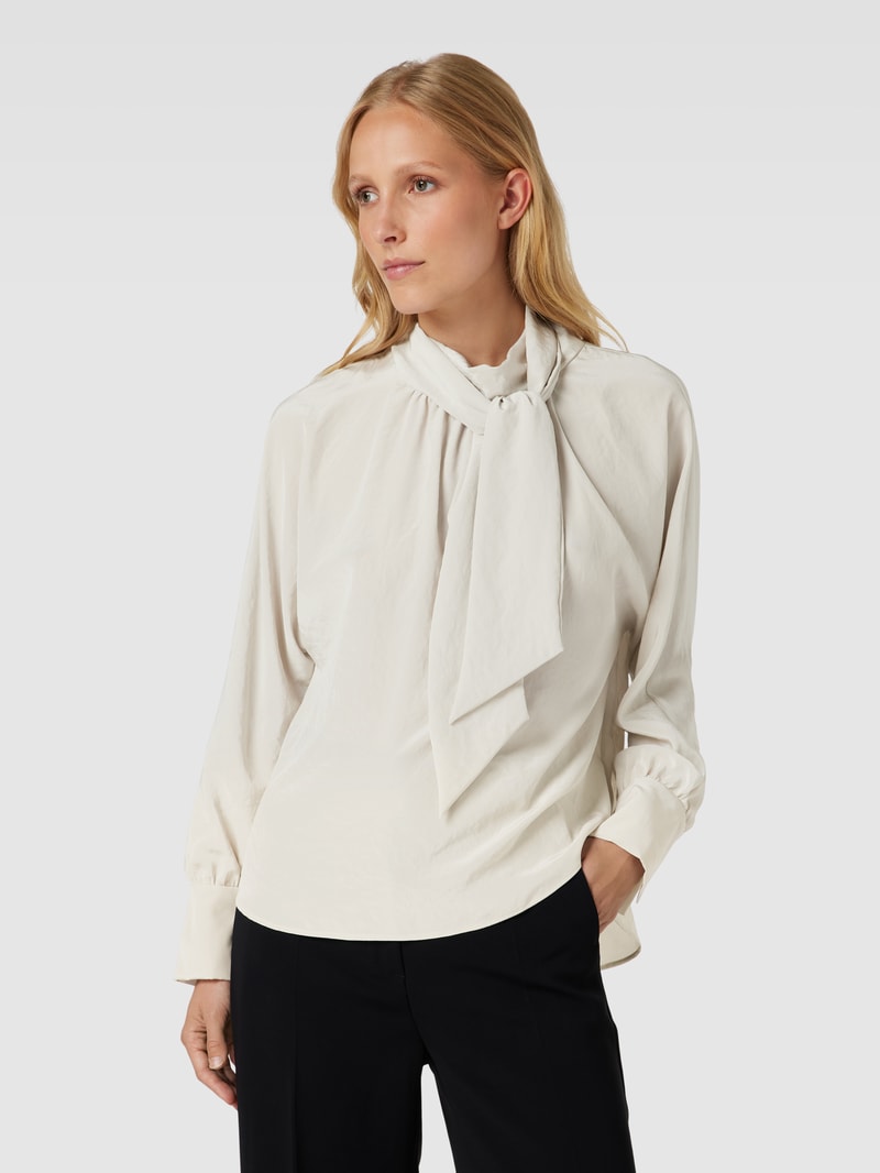 Bluse mit Schal-Element in stein