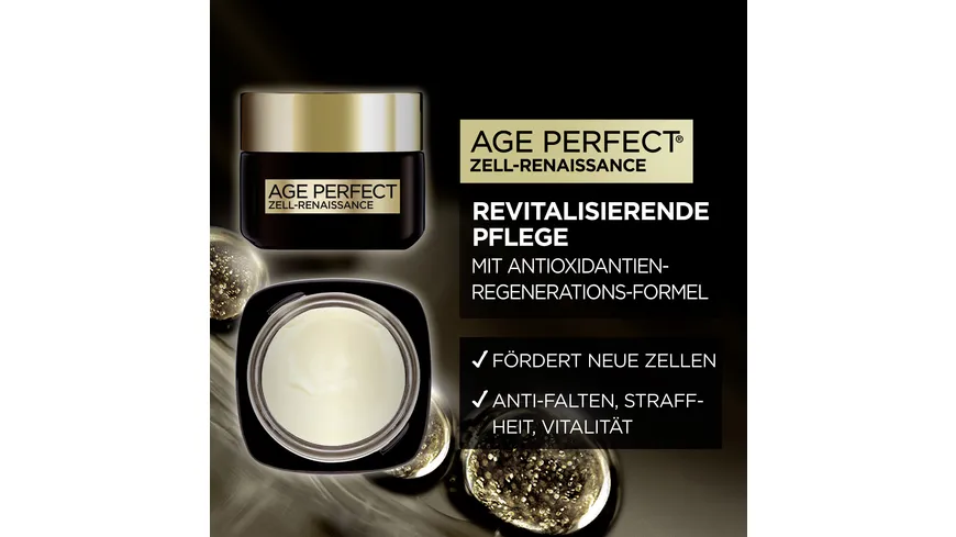 L'Oréal Paris Age Perfect Zell-Renaissance Tagespflege + Midnight Cream Nachtpflege -Mildert Falten für alle Hauttypen 100 ml