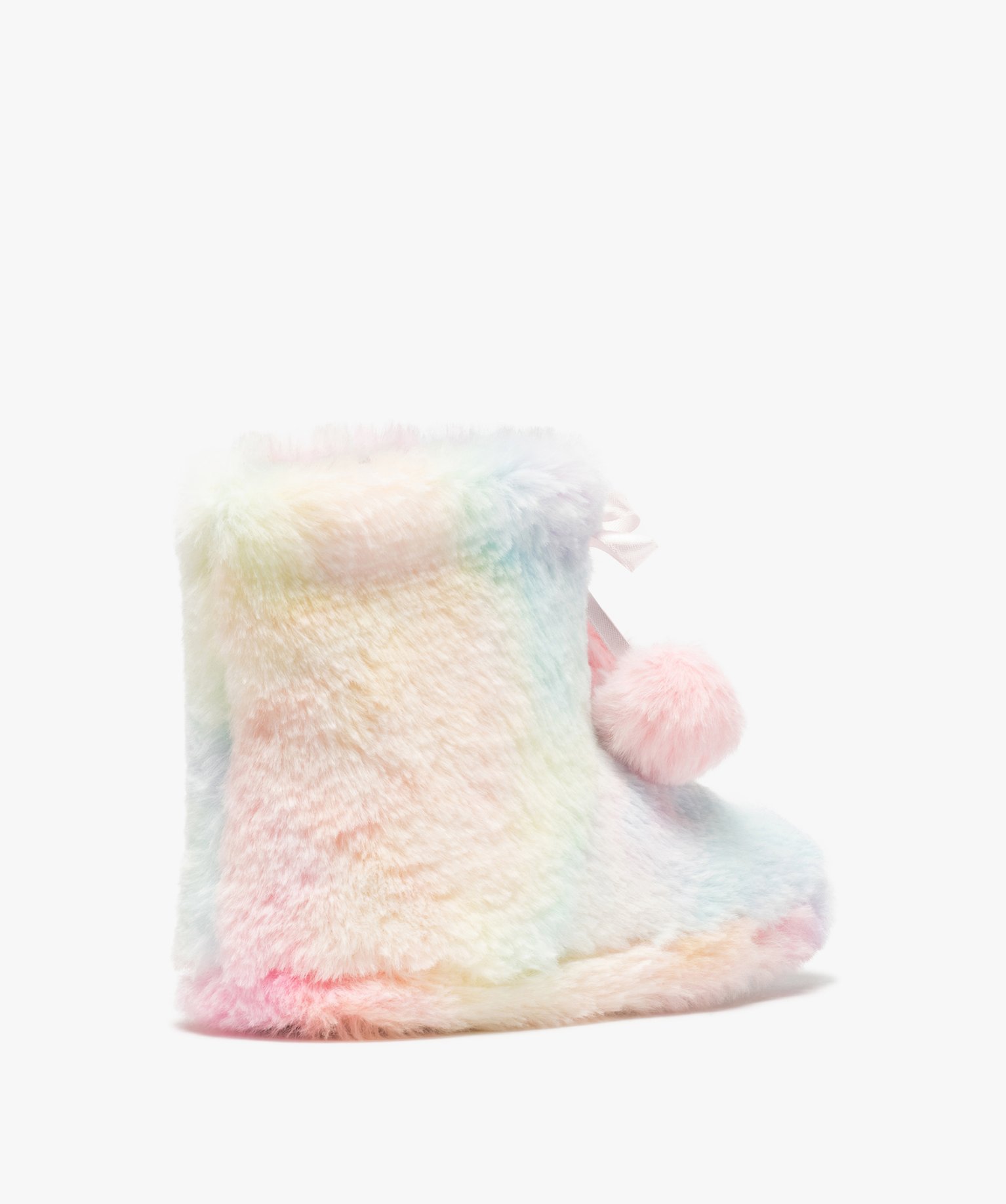 Chaussons fille boots en matière peluche arc-en-ciel multicolore | GEMO
