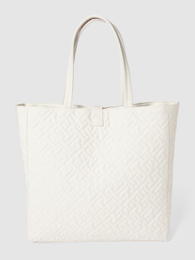 Tote Bag mit Allover-Logo Modell 'FLOW TOTE' in weiß