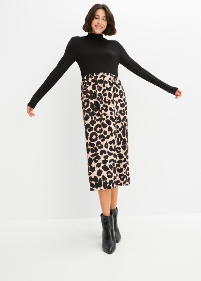Midikleid mit bedrucktem Rock