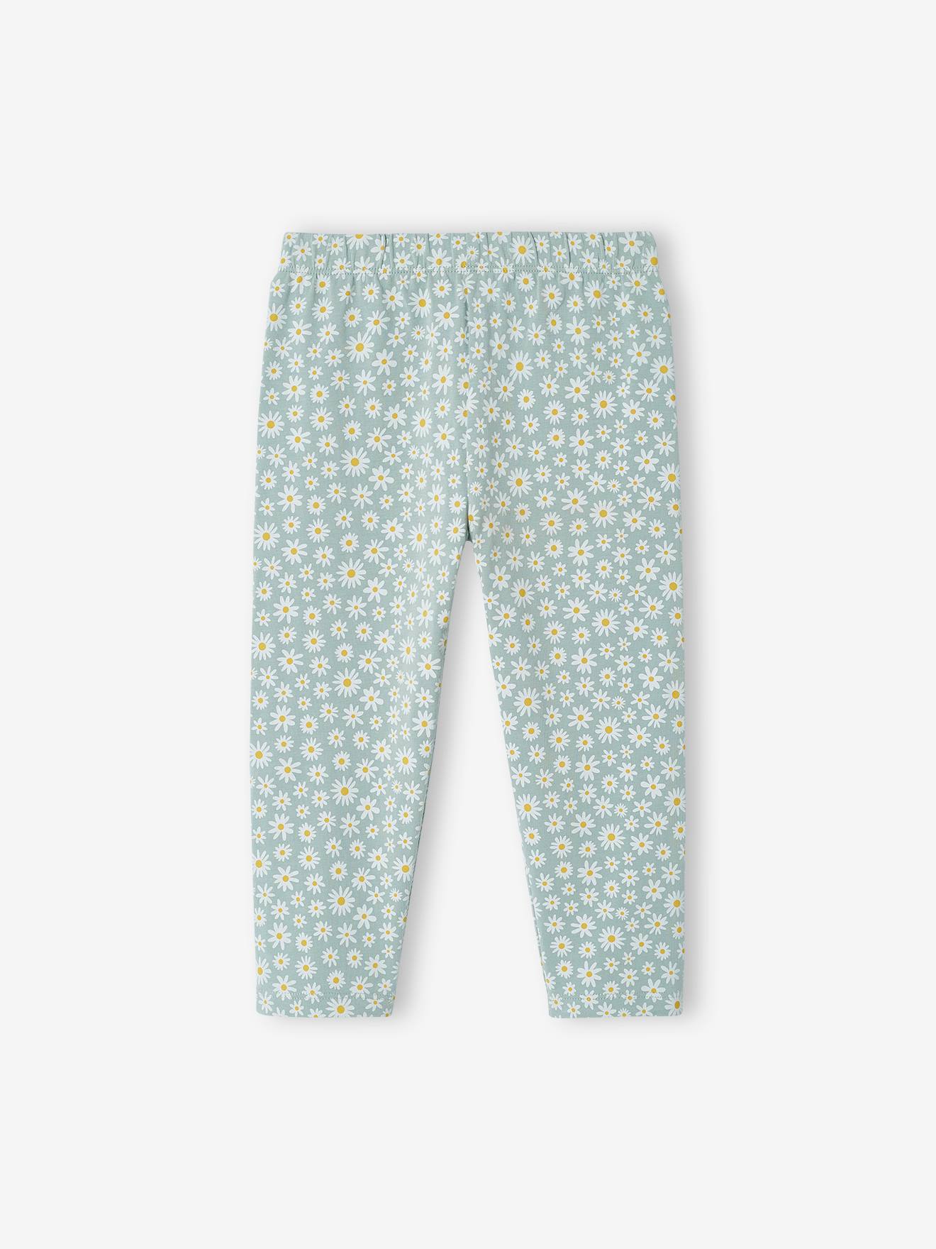 Lot de 2 legging corsaires fille rayé + imprimé bleu grisé