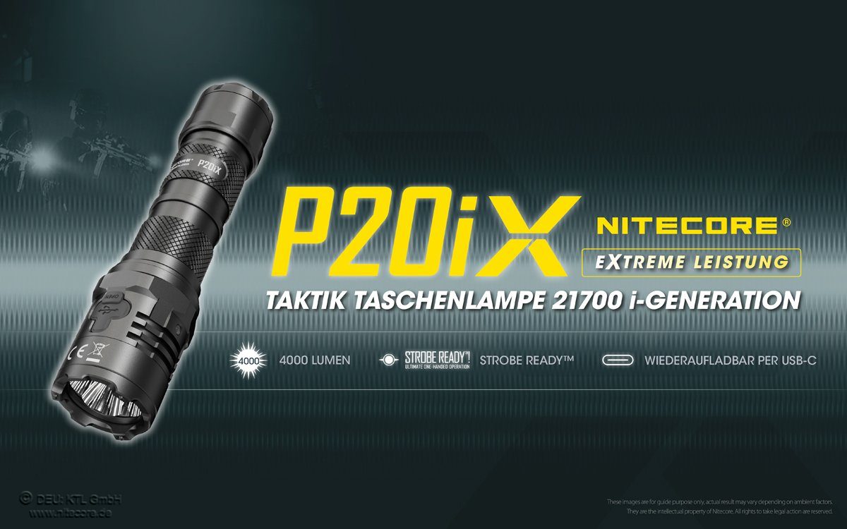 Nitecore LED Taschenlampe Nitecore P20iX LED-Taschenlampe, 4000 Lumen, taktische Taschenlampe m