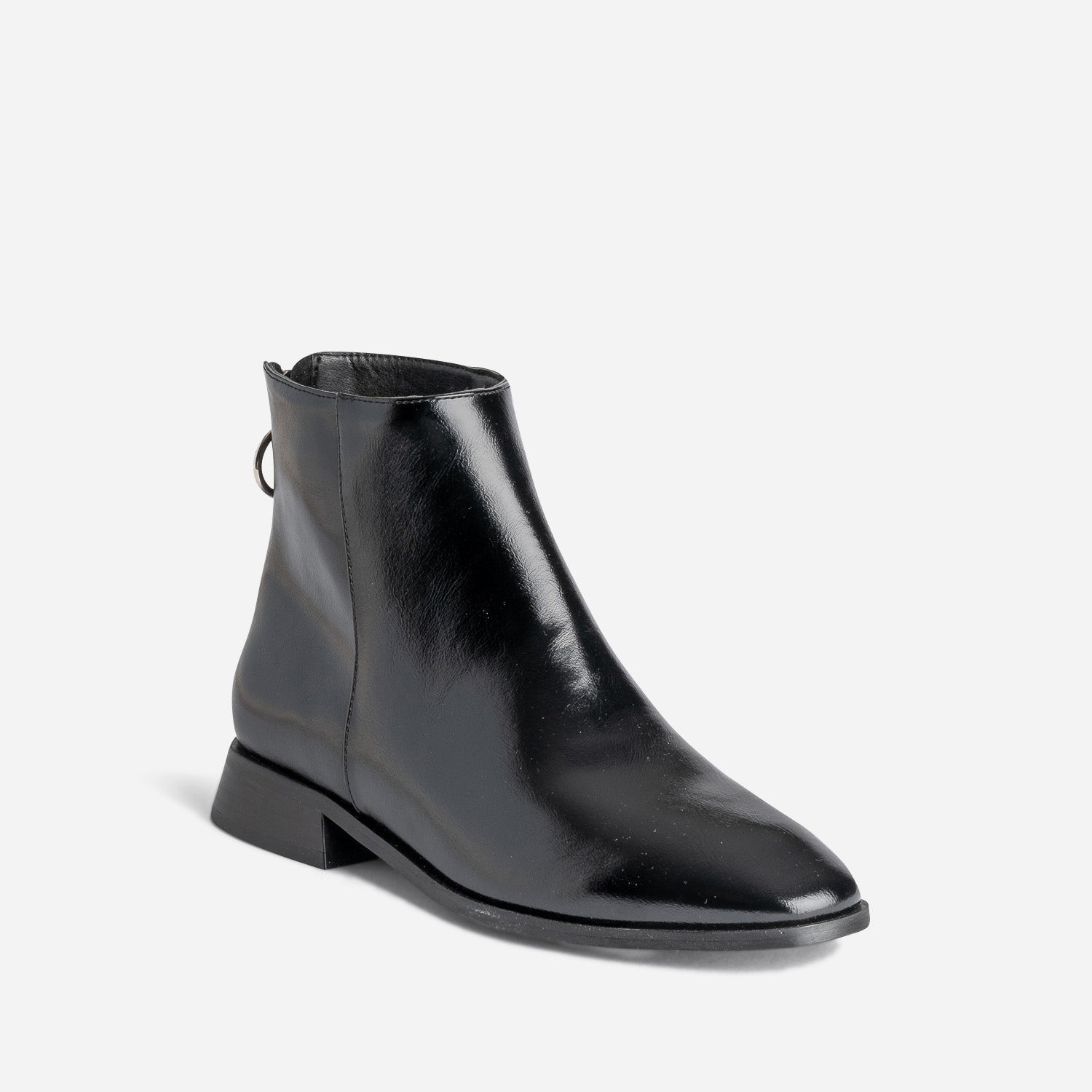 Boots noir glacé avec zip arrière