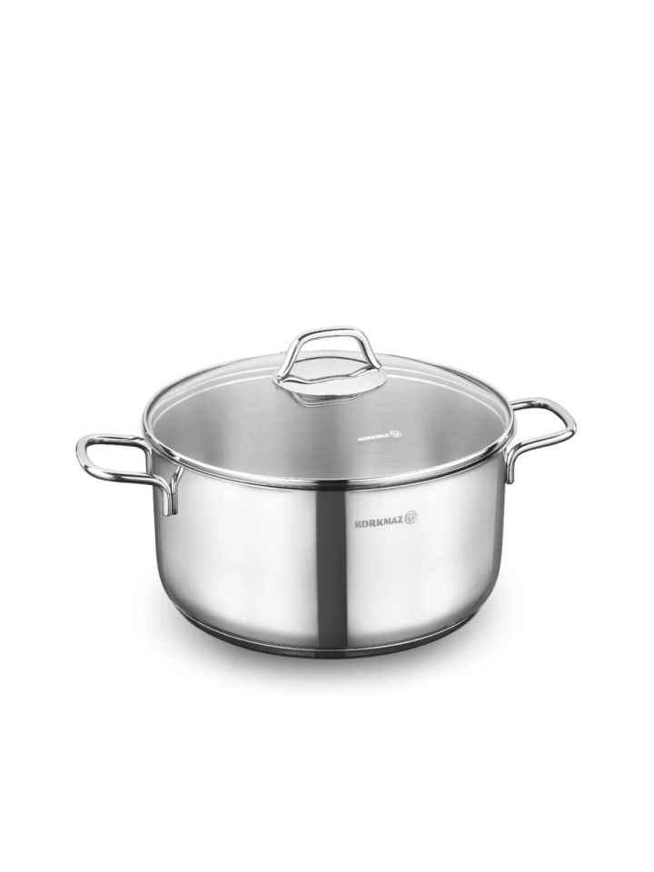 Korkmaz Korkmaz Perla Kochtopf aus hochwertigem 18/10-Edelstahl - 26 in Silber günstig kaufen 26 cm