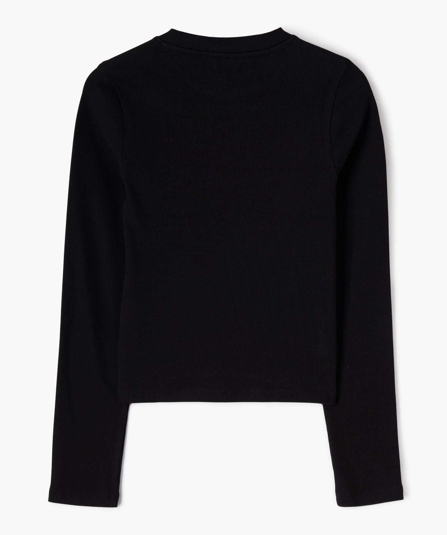 Tee-shirt à manches longues en maille ctelée fille noir | GEMO