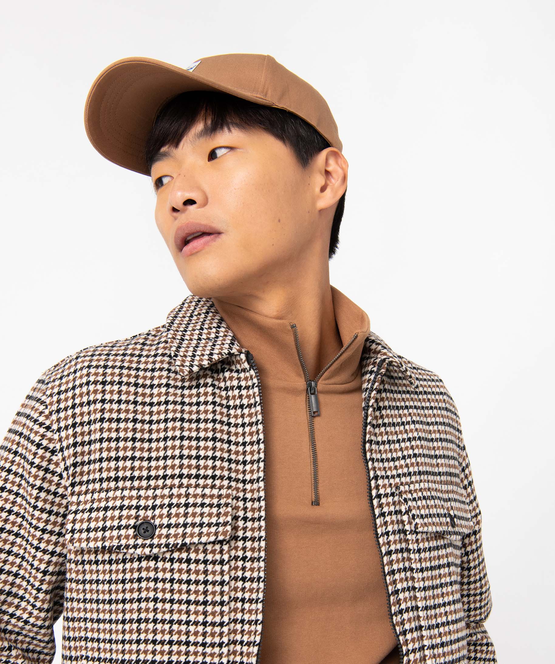 Veste homme zippée à motif pied de coq carreaux | GEMO